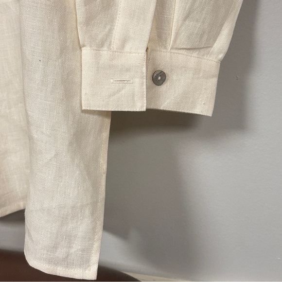 Liz Claiborne Collection Cream Button Down‎ Linen Shirt, Extra Long,  16 - Picture 4 of 10